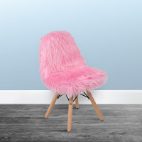 Flash Furniture DL-DA2018-1-LP-GG Kids Shaggy Dog Light Pink Accent Chair